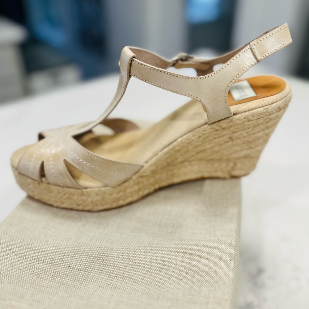 Kanna Cream Espadrille Wedge Sandals - Picture 8 of 10